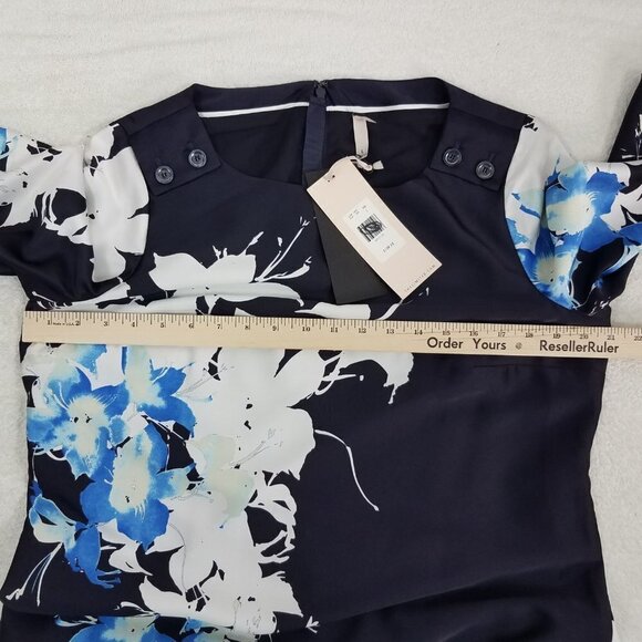 NEW The Limited Luxe Collection L Floral Shift Dress 3/4 Sleeve in Navy Blue - Picture 9 of 13
